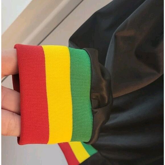 Show Off Collection Mens Sz. L Jamaica Jogger Track Jacket Black Zip Up - Picture 7 of 8